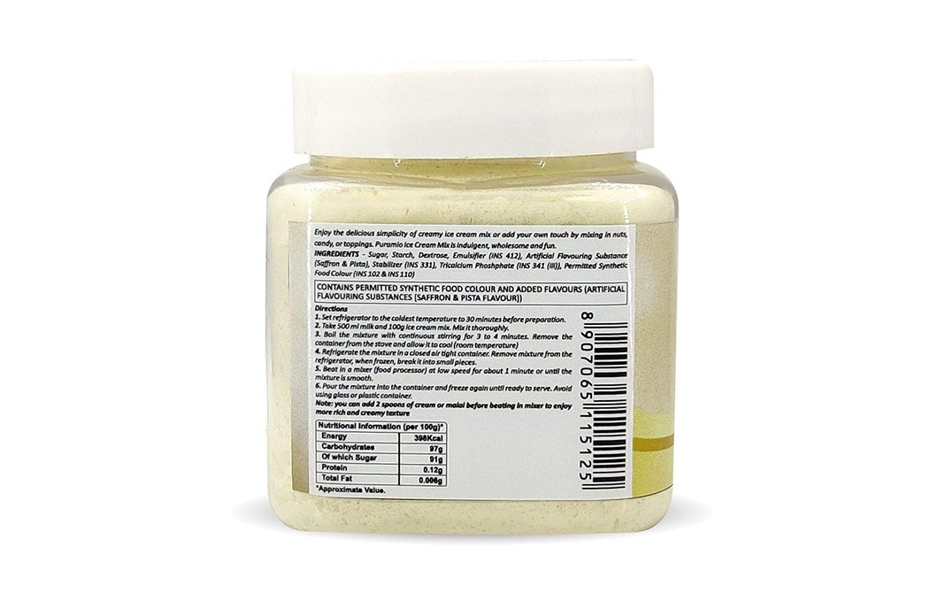 Puramio Ice Cream Mix Kesar Pista   Plastic Jar  250 grams